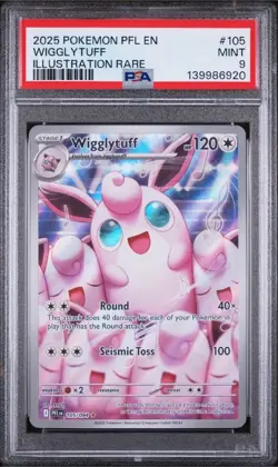 Pokemon Pfl En- Phantasmal Flames 2025 #105 Wigglytuff Illustration Rare PSA 9 - Image 1