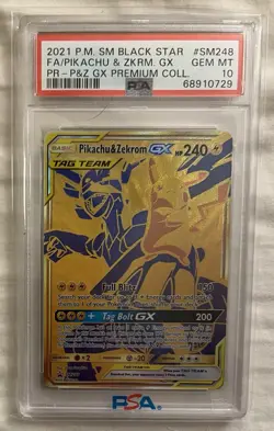 PIKACHU & ZEKROM GX SM248 POKEMON SUN & MOON BLACK STAR PROMO PSA 10 GEM MT - Image 1