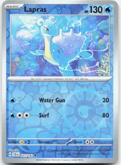 Lapras 31/142 Uncommon Stellar Crown Pokemon Reverse Holo Near Mint - Image 1