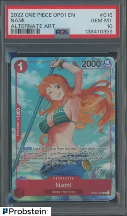 2022 One Piece OP01-016 EN Nami Pre Errata Alternate Art PSA 10 GEM MINT - Image 1