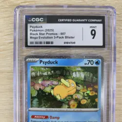 CGC 9 FART WHOLE SWIRL 🌀💫 Psyduck MEP 007 Mega Cosmos Holo Promo Pokemon Card - Image 4