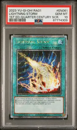 PSA 10 Yugioh TCG 2023 Lightning Storm RA01 EN061 Quarter Century Secret Rare - Image 1