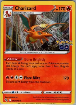 Charizard 010/078 Holo Pokemon GO - Pokemon Card - NM - Image 1