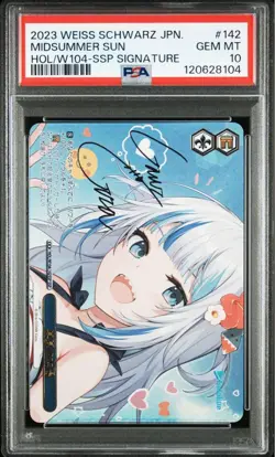 Hololive Gawr Gura SSP PSA10 Weiss Schwarz Midsummer Sun Vol 2 Signed Card - Image 1