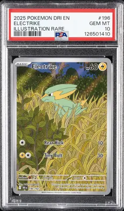 2025 POKEMON DRI EN-DESTINED RIVALS ILLUSTRATION RARE #196 ELECTRIKE PSA 10 - Image 1