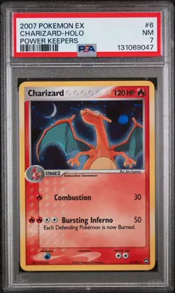 2007 POKEMON EX POWER KEEPERS #6 CHARIZARD-HOLO PSA 7 - Image 1