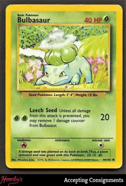 1999 Pokemon Base Unlimited #44/102 Bulbasaur LIGHTLY PLAYED - Image 1