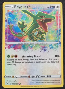 Pokemon TCG Vivid Voltage Rayquaza 138/185 Amazing Rare - Image 1