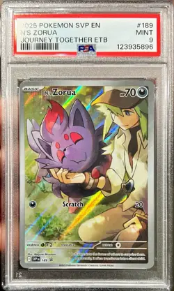 2025 Pokemon SVP EN N’s Zorua Journey Together ETB Black Star Promo 189 PSA 9 - Image 1