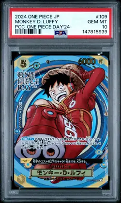 2024 ONE PIECE JPN PREM CARD COLL -ONE PIECE DAY'24- #109 MONKEY D. LUFFY PSA 10 - Image 1
