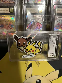 2023 POKEMON STICKERS B-SIDE LABEL EEVEE & PIKACHU CGC 10 GEM MINT - Image 1