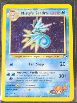 Pokemon Misty's Seadra 70 HP Gym Heroes Prerelease Holo Promo 9/132 WotC - Image 1