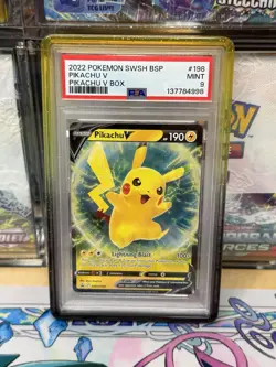2022 PIKACHU V #198 - Pokemon SWSH Black Star Promo - Pikachu V Box - PSA 9 Mint - Image 1