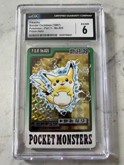 CGC Graded EX/NEAR MINT 6 1997 Japanese POKEMON Pikachu Bandai Carddass - PRISM - Image 1