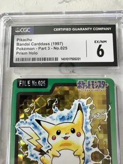 CGC Graded EX/NEAR MINT 6 1997 Japanese POKEMON Pikachu Bandai Carddass - PRISM - Image 3