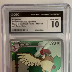 Pokemon Pidgeotto 119/108 Ruler Black Flame Art Rare Holo CGC 10 Japanese - Image 3