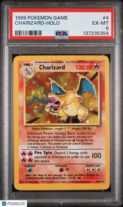 1999 Pokemon Game Charizard Holo PSA 6 4/102 - Image 1