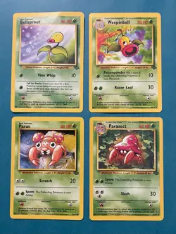 Pokemon TCG: Jungle Set Lot with Weepinbell, Regular, English, HP (4 Cards) - Image 1