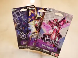 Gundam Card Game - Steel Requiem GD03 - Lot Of 3 Sleeved Boosters FACTORY SEALED - Image 1