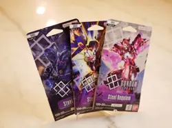 Gundam Card Game - Steel Requiem GD03 - Lot Of 3 Sleeved Boosters FACTORY SEALED - Image 2