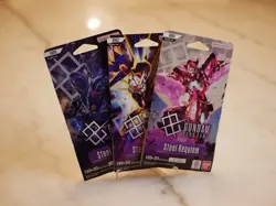 Gundam Card Game - Steel Requiem GD03 - Lot Of 3 Sleeved Boosters FACTORY SEALED - Image 3