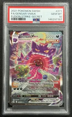 FULL ART GENGAR VMAX PSA 10 2021 POKEMON SWSH FUSION STRIKE #271/264 SECRET 7197 - Image 1