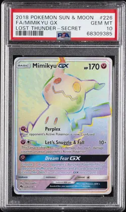 2018 POKEMON SUN & MOON LOST THUNDER SECRET #226 FULL ART/MIMIKYU GX PSA 10 - Image 1