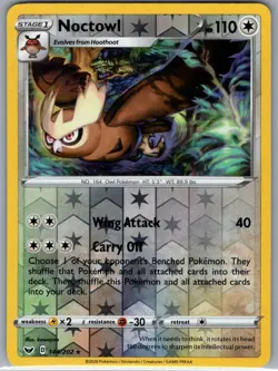 Noctowl 144/202 Reverse Holo SWSH01: Sword & Shield Base Set - Pokemon Card - NM - Image 1