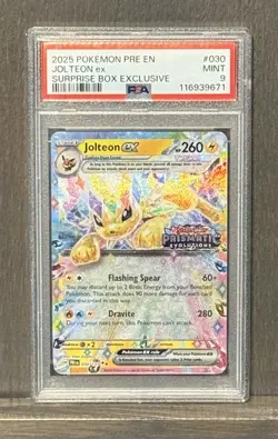 2025 Pokemon Prismatic Evolutions Jolteon ex Surprise Box #030/131 Mint PSA 9 - Image 1