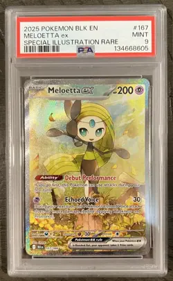 2025 POKEMON BLK EN-BLACK BOLT #167 MELOETTA EX SPECIAL ILLUSTRATION HOLO PSA 9 - Image 1