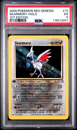 2000 POKEMON NEO GENESIS 1ST EDITION #13 SKARMORY-HOLO PSA 5 - Image 1