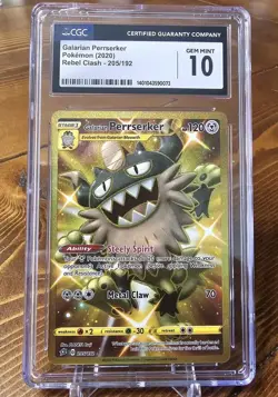 CGC 10 GEM 2020 POKEMON SWSH #205 GALARIAN PERRSERKER REBEL CLASH - Image 1