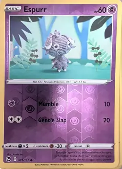 Espurr 081/195 Common Silver Tempest Pokemon Reverse Holo Near Mint - Image 1