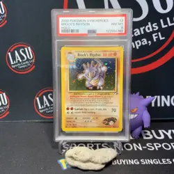 2000 POKEMON GYM HEROES #2 BROCK'S RHYDON HOLO - PSA 8 - Image 1