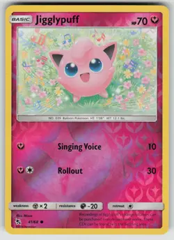 JIGGLYPUFF 41/68 COMMON HIDDEN FATES POKEMON REVERSE HOLO NEAR MINT - Image 1