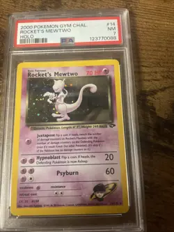 Pokemon 2000 Gym Challenge Rockets' Mewtwo Holo PSA 7 NM - Image 1