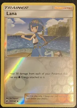 Pokemon TCG Card Lana 117/147 Reverse Holo Burning Shadows 2017 Uncommon Cute LP - Image 1