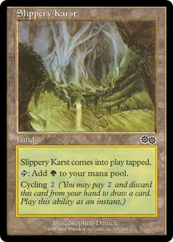 SLIPPERY KARST x4 mtg EX-NM Urza's Saga 4 Common - Image 1