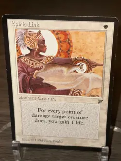 Magic: The Gathering Spirit Link Enchantment White Regular Kaja Foglio 1994 LP - Image 3