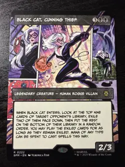 MTG Magic The Gathering Black Cat, Cunning Thief SPM Rare Borderless Spider-Man - Image 1