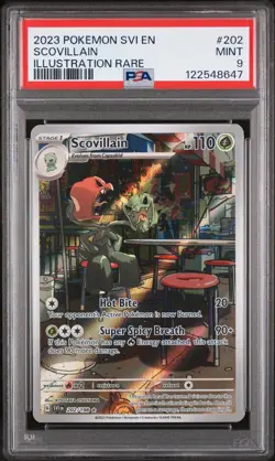 SCOVILLAIN #202 ILLUSTRATION RARE 2023 POKEMON SVI SCARLET & VIOLET BASE PSA 9 - Image 1