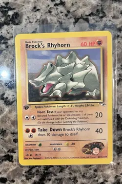 Pokemon Brock's Rhyhorn Gym Heroes 22/132 Regular Common 1st Edition 60 HP - Image 1