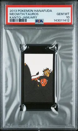 2013 POKEMON HANAFUDA KANTO JANUARY MEOWTH/TAUROS PSA 10 - Image 1