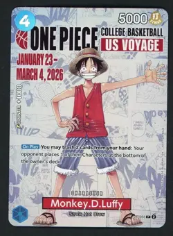 One Piece Promo College Basketball US Voyage #P-055 Monkey D. Luffy SEALED - Image 1