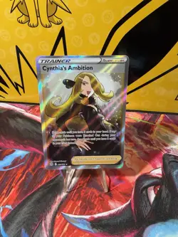 Pokemon TCG Cynthia's Ambition Trainer Rare Holo Card 169/172 Brilliant Stars - Image 1