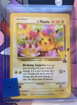Birthday Pikachu 24 Holo Black Star Celebrations Promo Pokemon Card NM - Mint - Image 1