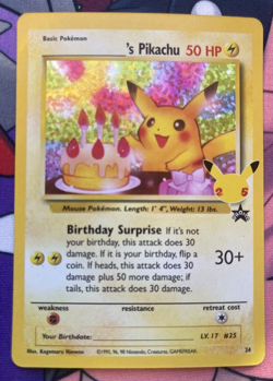 Birthday Pikachu 24 Holo Black Star Celebrations Promo Pokemon Card NM - Mint - Image 2