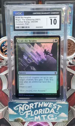 Graded MTG Card - CGC Gem Mint 10 - Zendikar Rising - Scale the Heights (Foil) - Image 1
