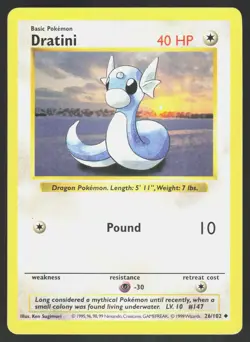 Dratini 26/102 Base Set Shadowless Unlimited Pokemon Card NM - Image 1