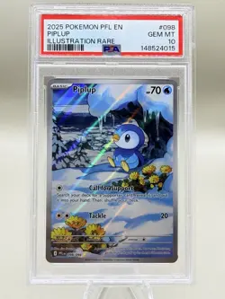 2025 POKEMON PFL EN PHANTASMAL FLAMES #098 PIPLUP ILLUSTRATION RARE PSA 10 - Image 1